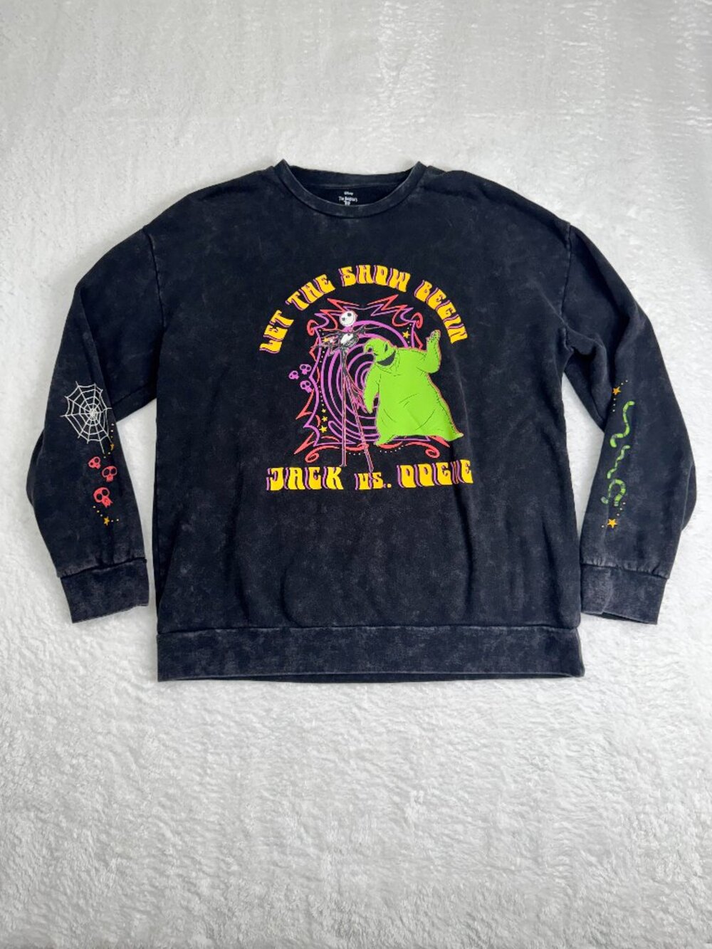 Disney Our Universe Large Jack vs Oogie Boogie Dark Wash Graphic Sweatshirt